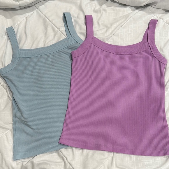 American Eagle Outfitters Tops - American Eagle ribbed tanks, set of 2, size medium (blue and purple)